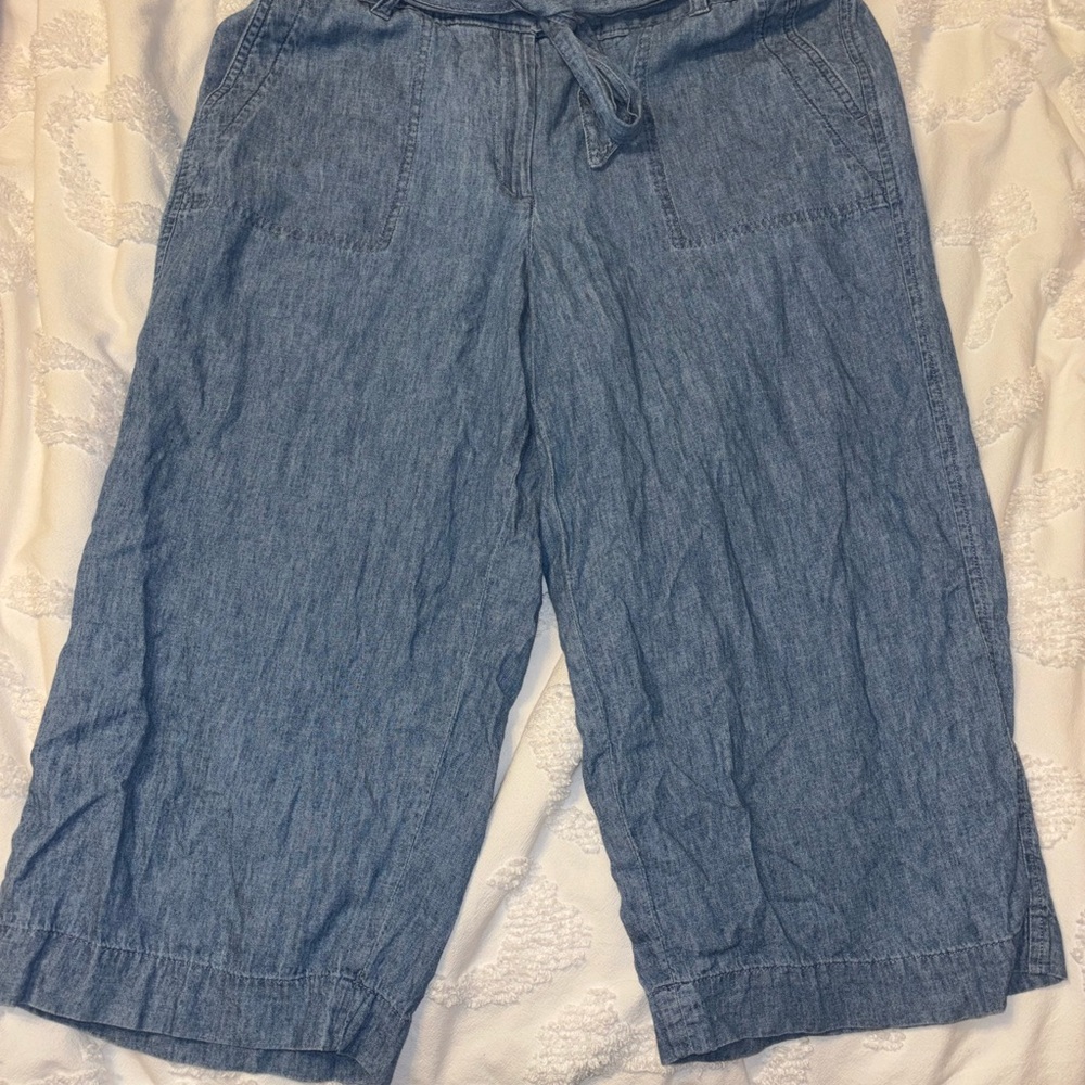 Talbots Light Blue Chambray Drawstring Waist Pants